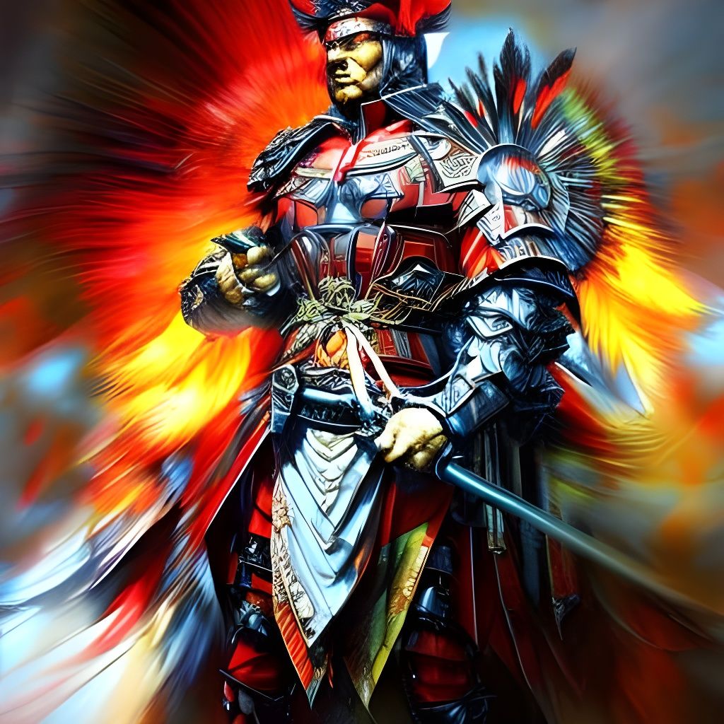 Armored Rooster Warrior in Dramatic Chiaroscuro