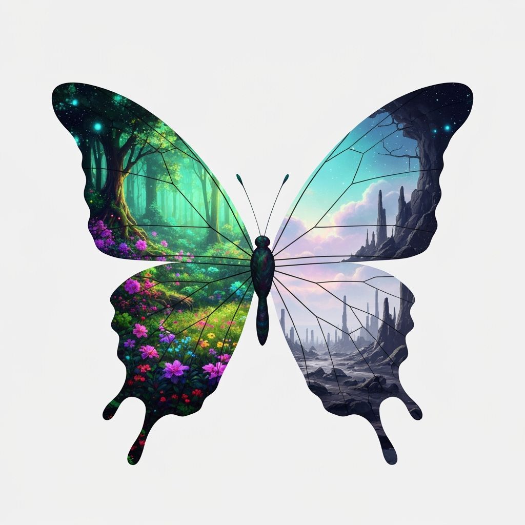 Crystal Butterfly: Forest and Wasteland in Art Deco Style