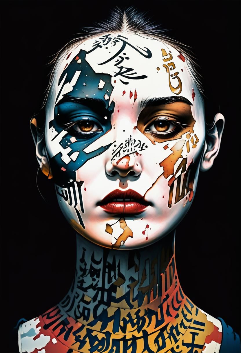 Face Distorted with Calligraphy