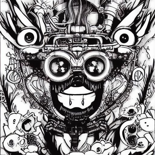 Surreal Punk Pixie in Japanese Ink Style