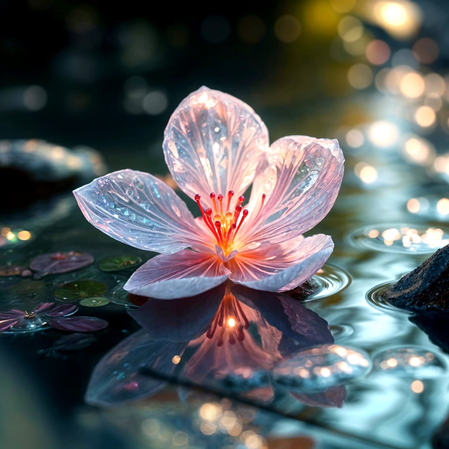 Cherry Blossom with Ornate Filigree Peddles