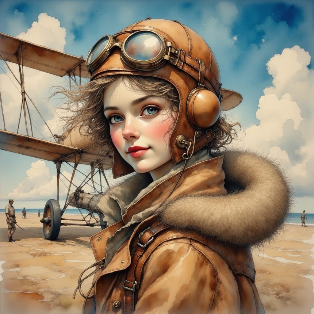 Harriet Quimby, Pioneer Aviator, in Golden Age Illustration ...