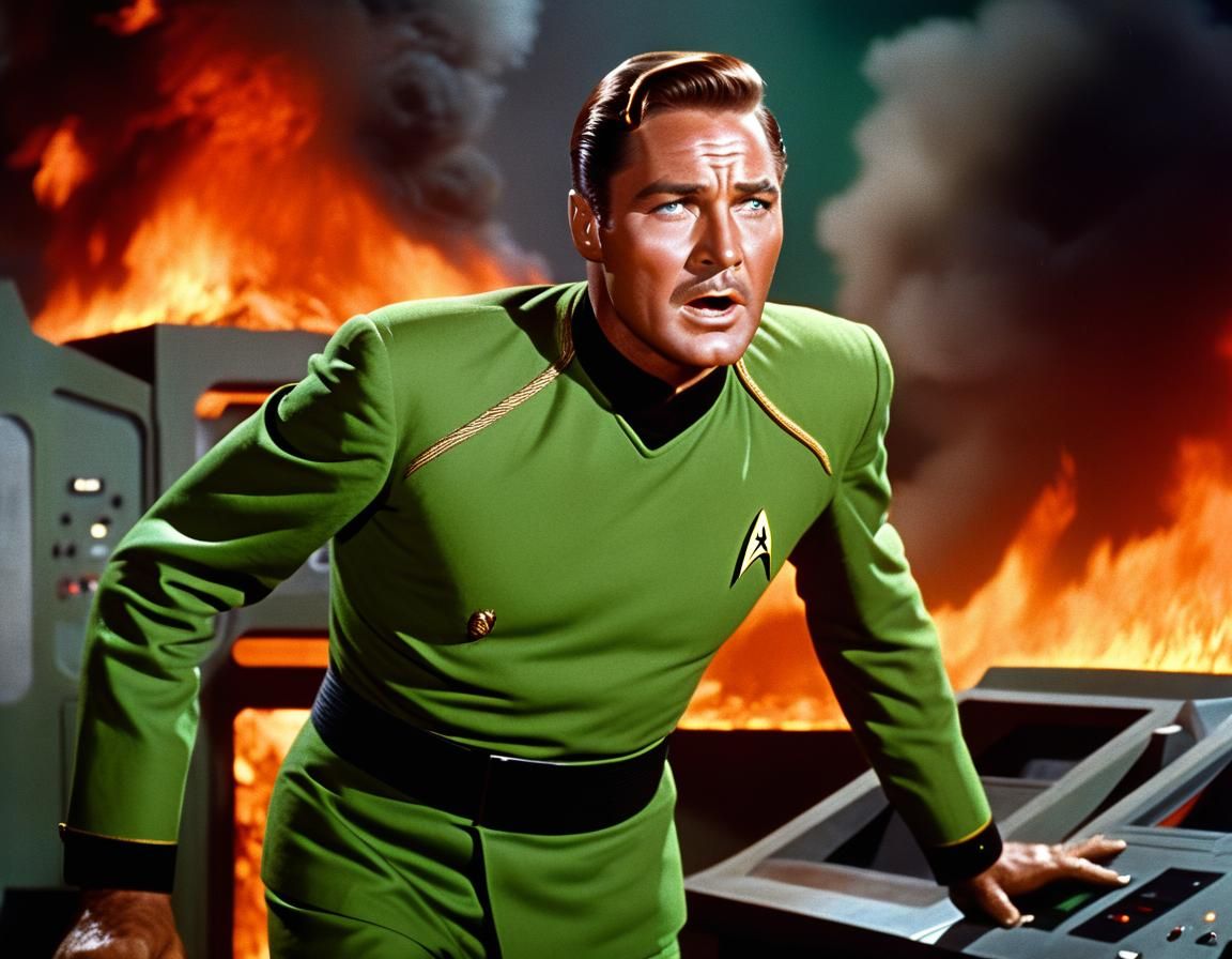 Star Trek, 1938: Errol Flynn, as Captain Kirk, Issues Desperate Commands as the Bridge Erupts into Flames!