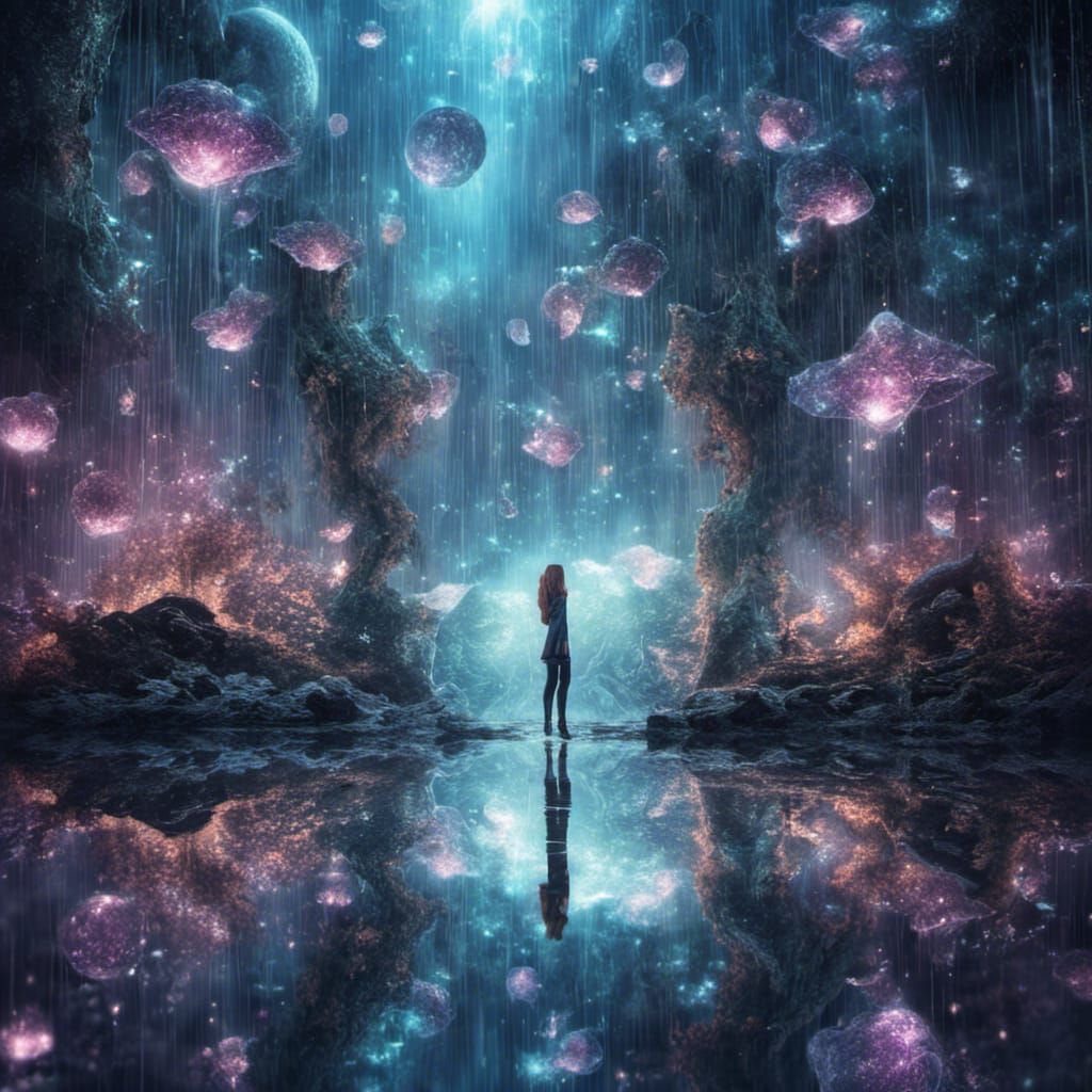 Sparkly Fantasy World Reflected in a Mirror