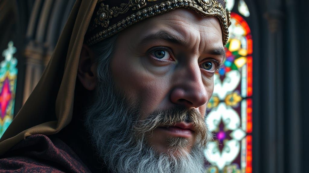 Ethereal Gothic Portrait in Gouache and Watercolor Style