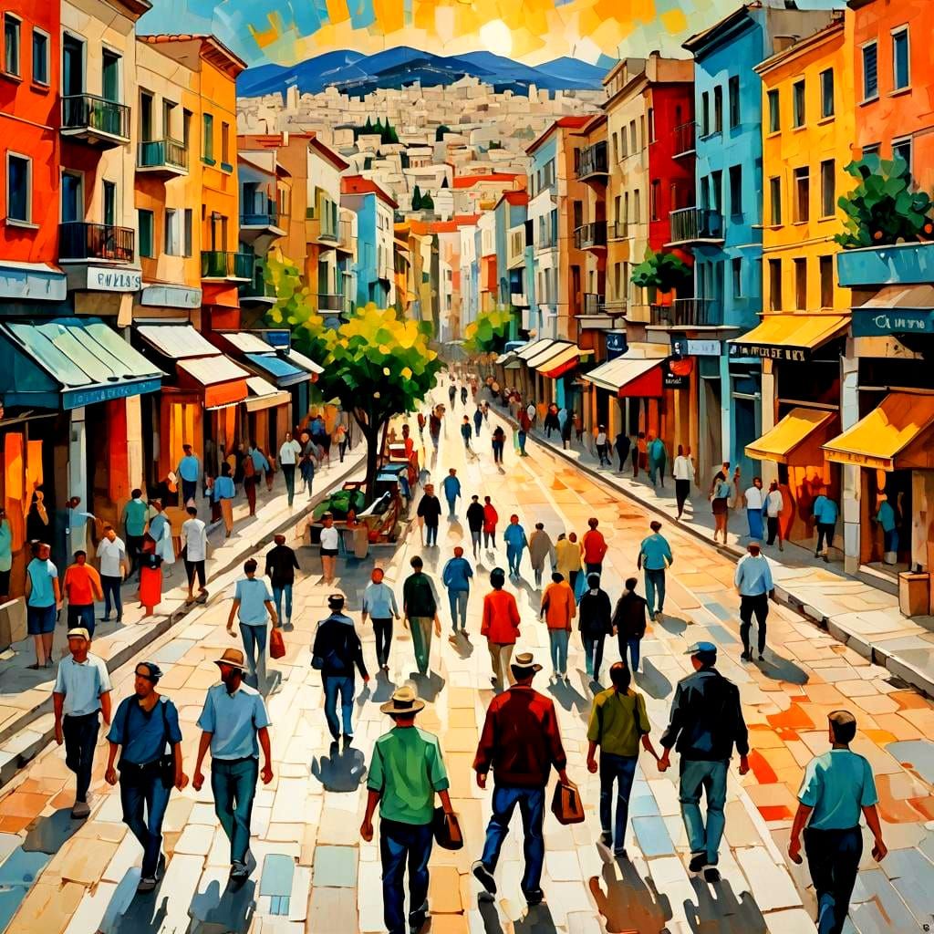 Athens, Greece: Colorful Pastel Drawing in Impasto Style