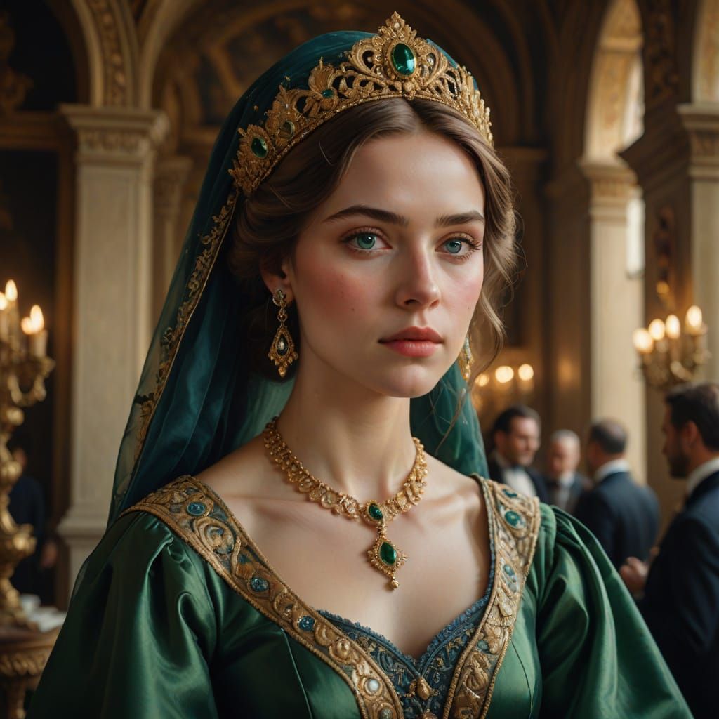 Elegant Baroque Beauty in Green