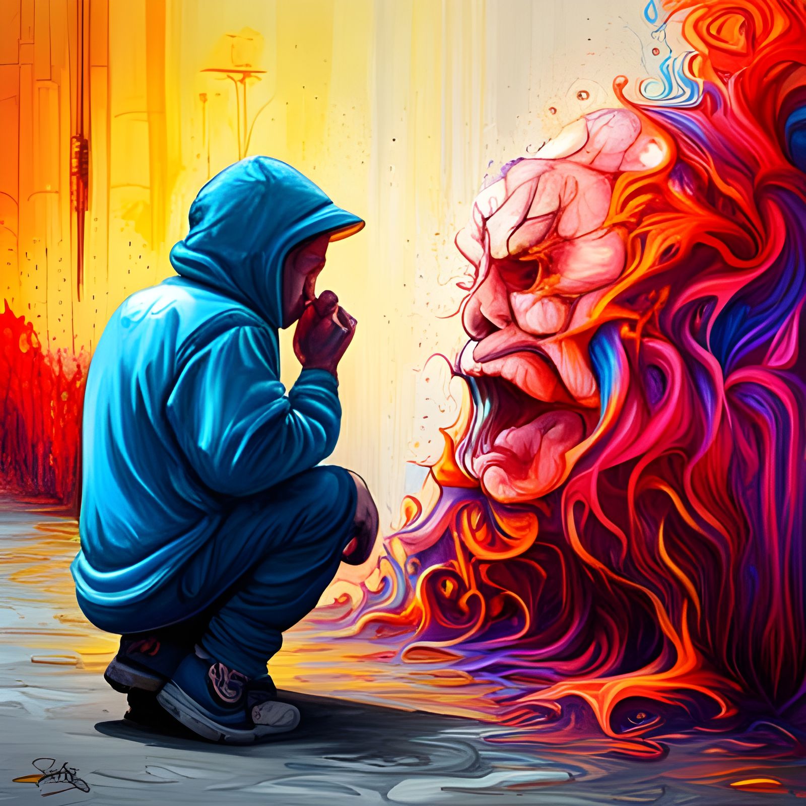 Empathy in Graffiti Street Art Style