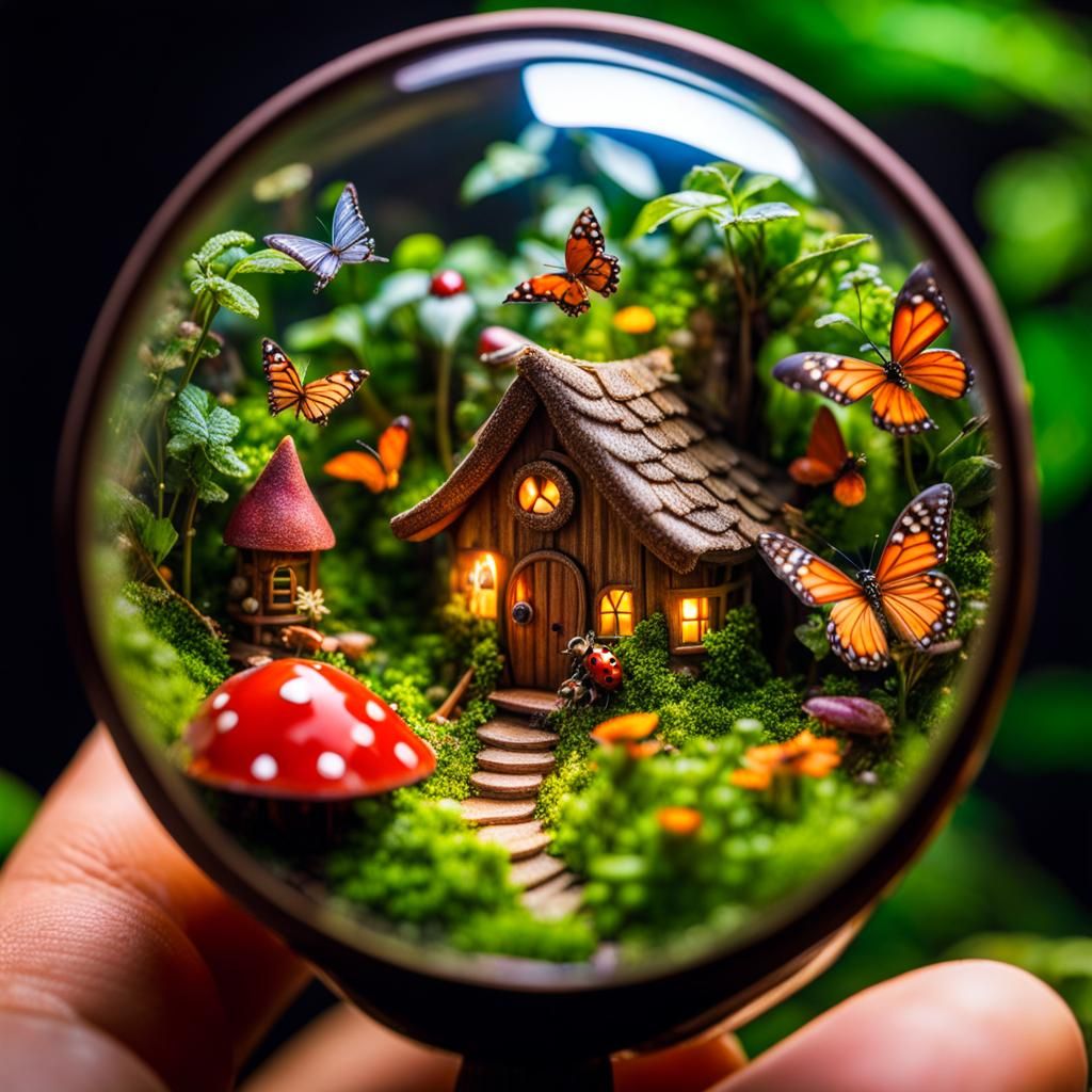 Enchanted Fairy Village Under Glass: Hyperrealistic Digital ...