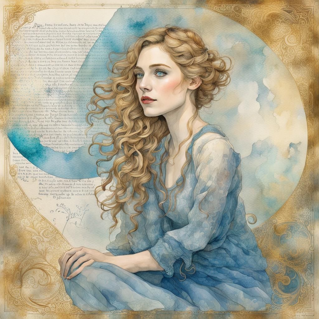 Whimsical Double Exposure Portrait with Geometric Filigree