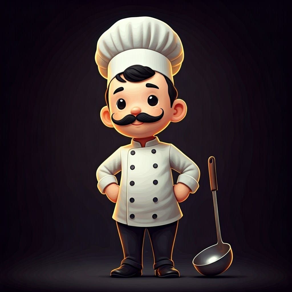 Chef in Crisp White Attire with Golden Glow