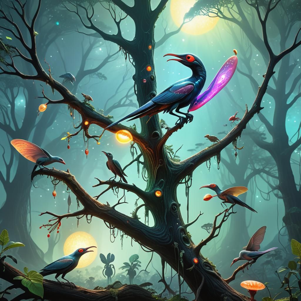 Exoplanetary Forest: Xenobiological Illustration of Alien Cr...