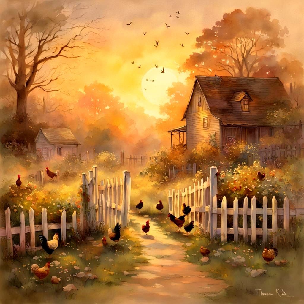 Idyllic Morning on a Vintage Farm