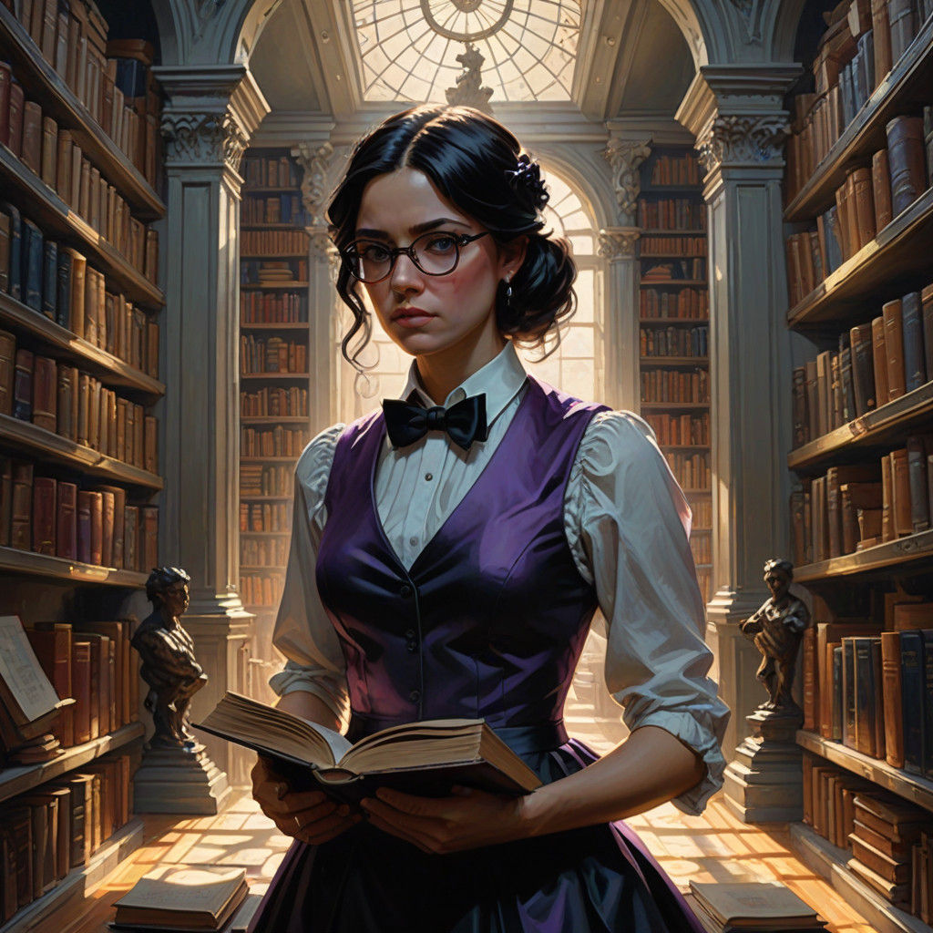 Mysterious Victorian Librarian in a Moment of Fierce Study