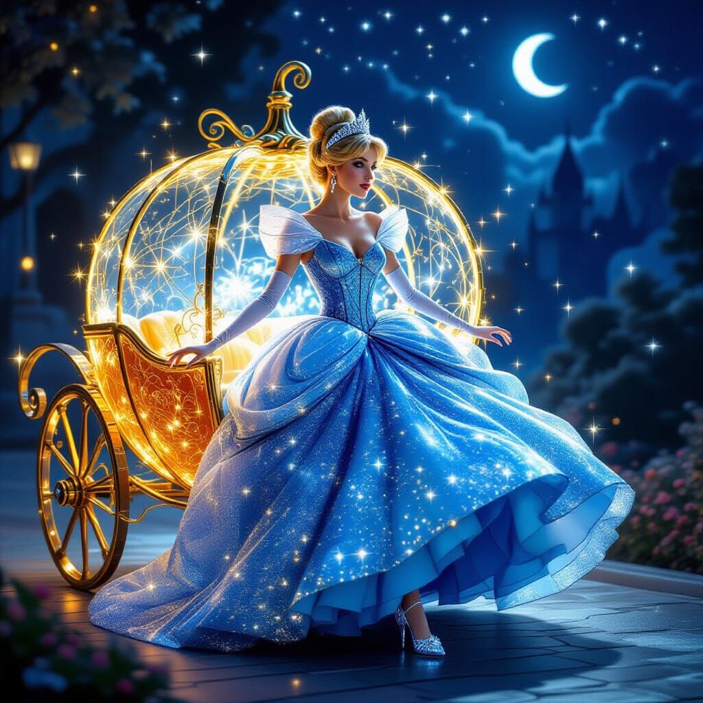 Cinderella's Glass Gown Carriage Ride to the Ball