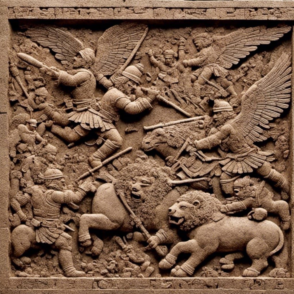 Ancient Stone Relief of Epic Dwarven Battle