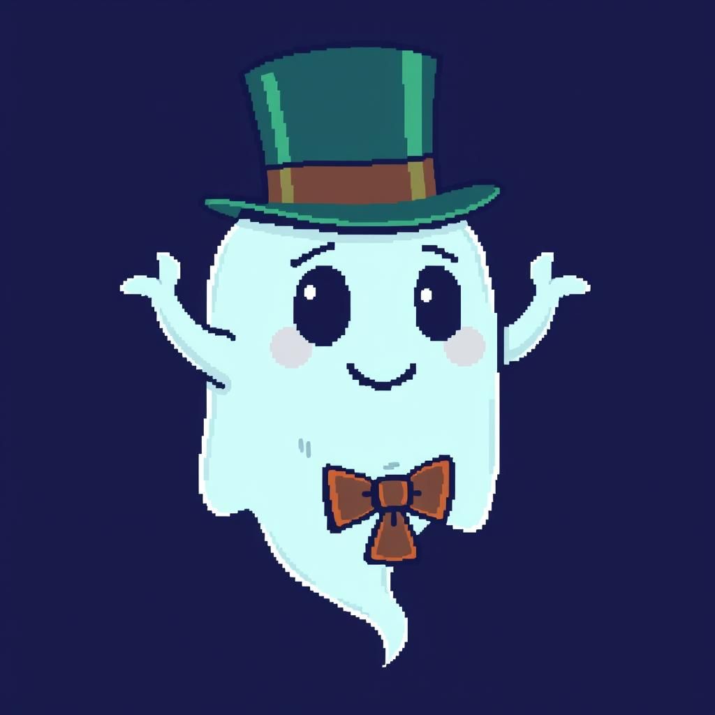 Dapper Ghost Portrait in 8-Bit Style
