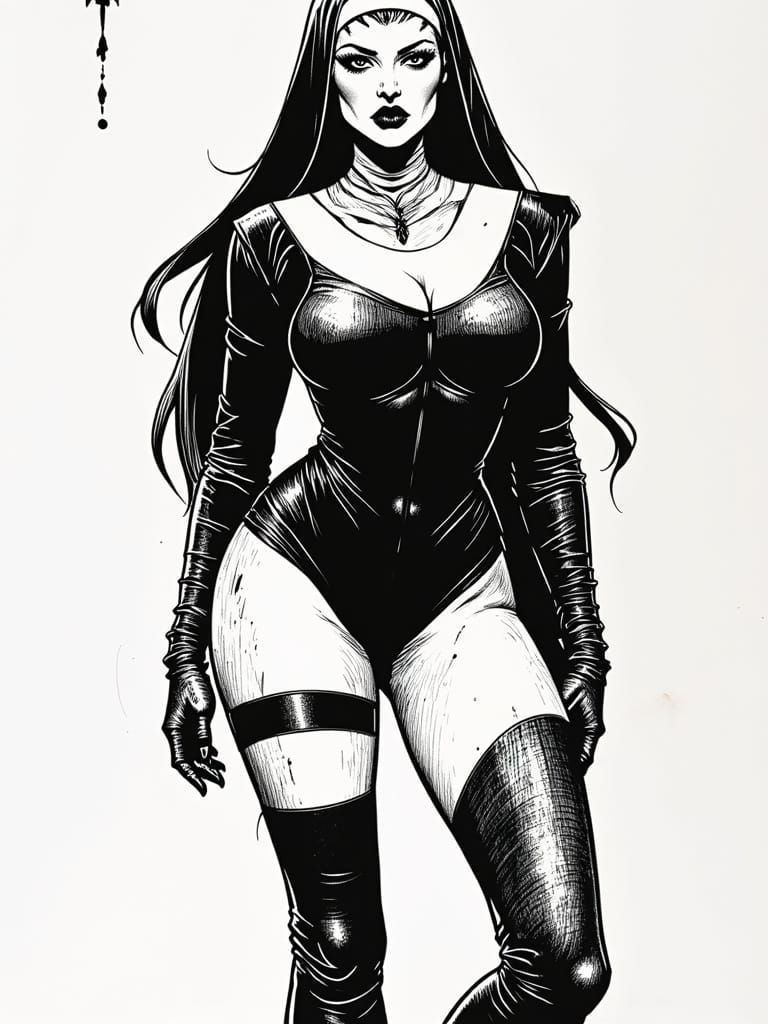 Voluptuous Nun Comic Book Cover Art