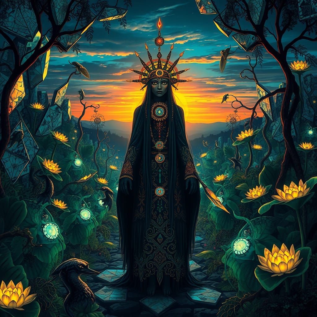 Mystical Shaman in Labyrinthine Dreamscape