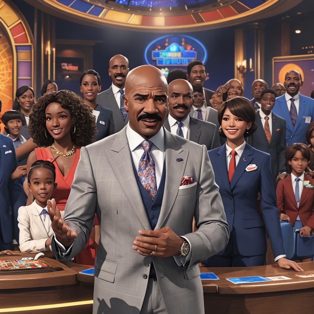 Family Feud Scene in Anime Style