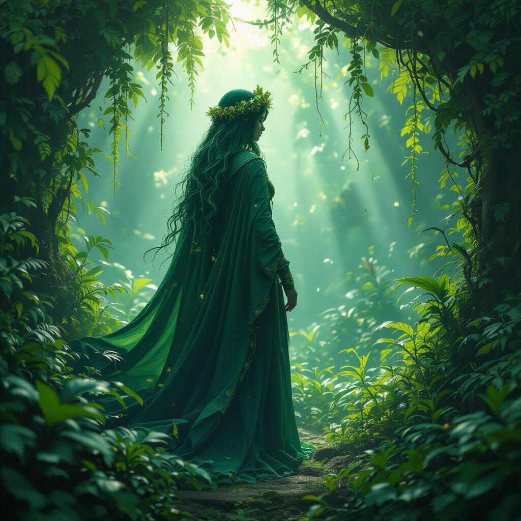 Mystical Earth Goddess Amidst Lush Nature