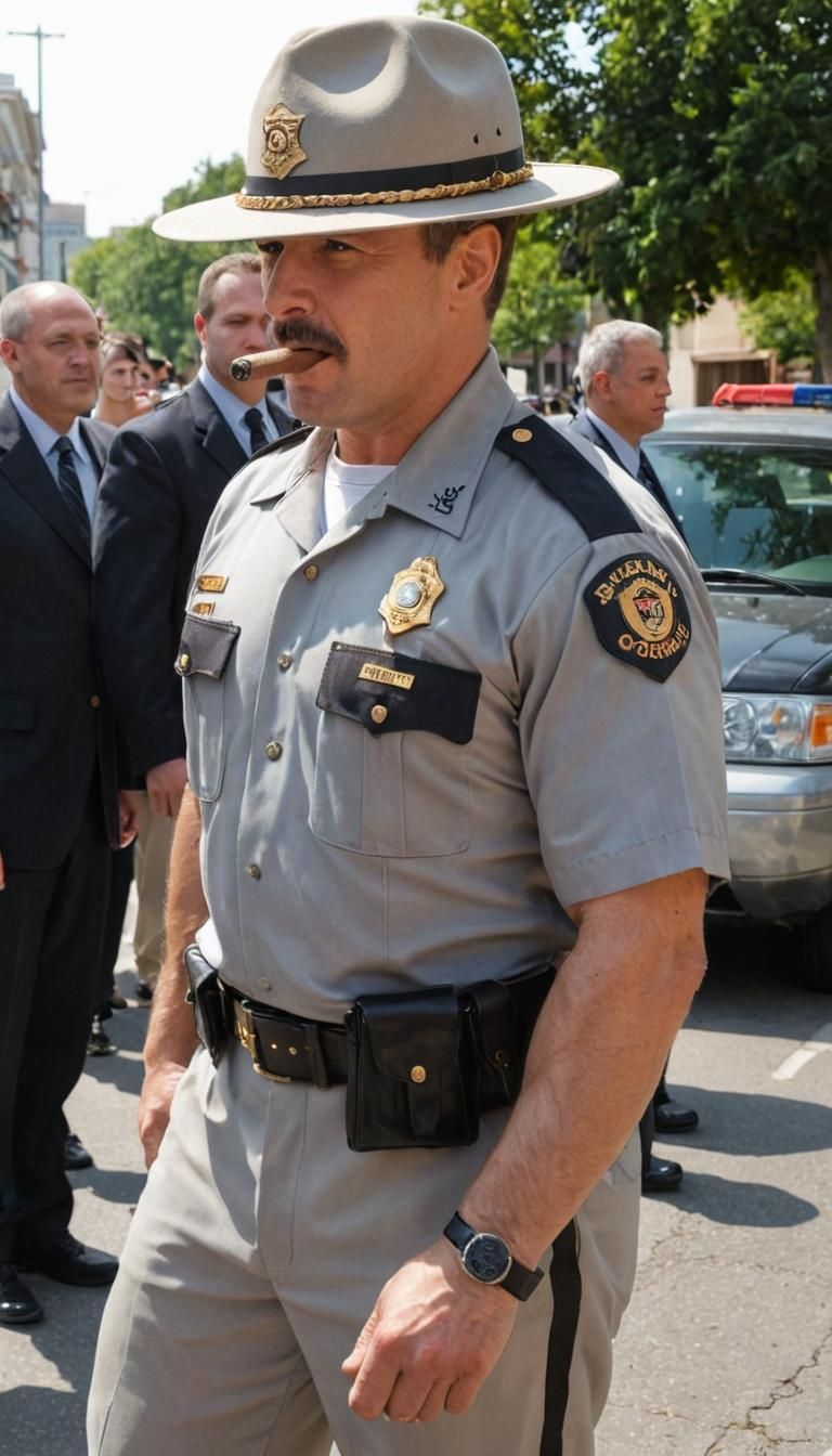Muscular Cop with Cigar: Professional Photography