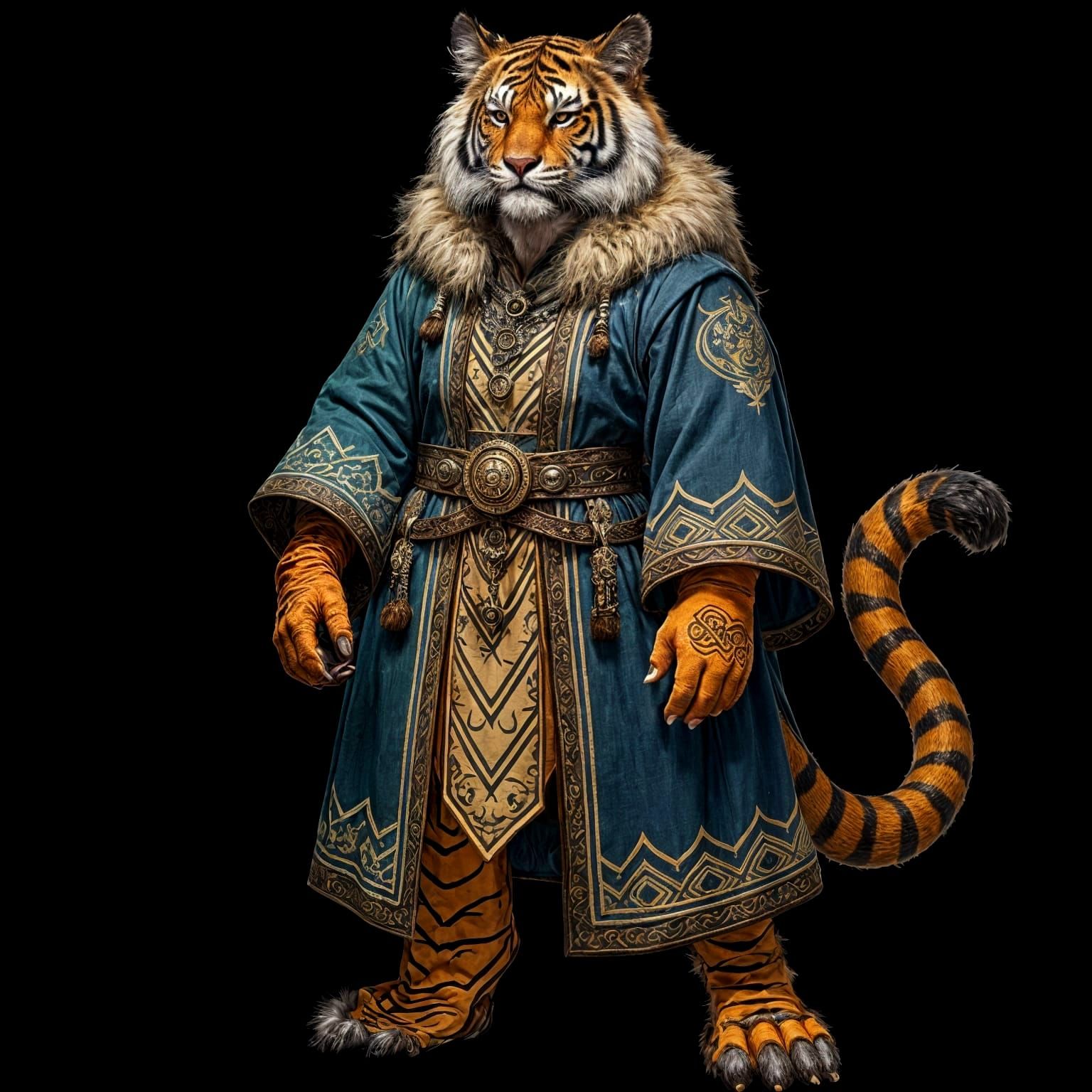 Epic Tiger Beast King in Medieval Fantasy Style