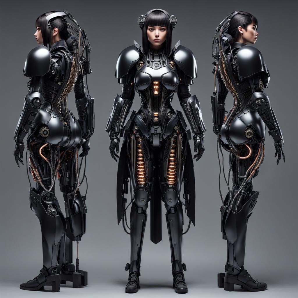 Futuristic Girl in Cybernetic Armor Portrait
