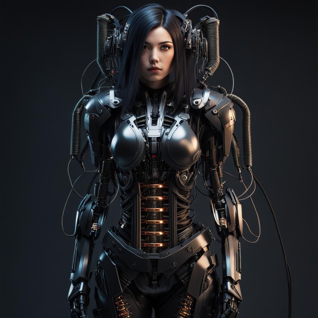Futuristic Girl in Cybernetic Armor Portrait