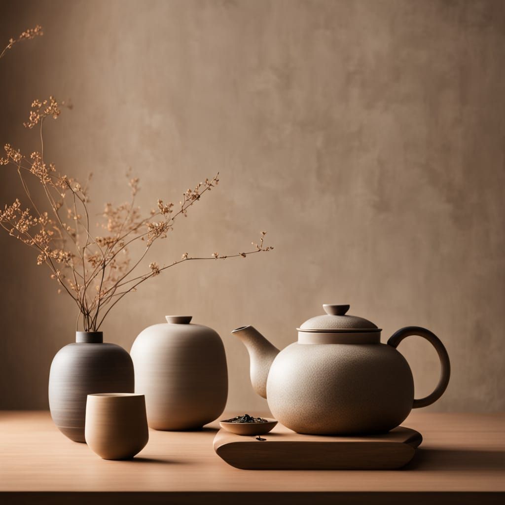 Asian Zen Kitchen Scene in Warm, Soft Focus