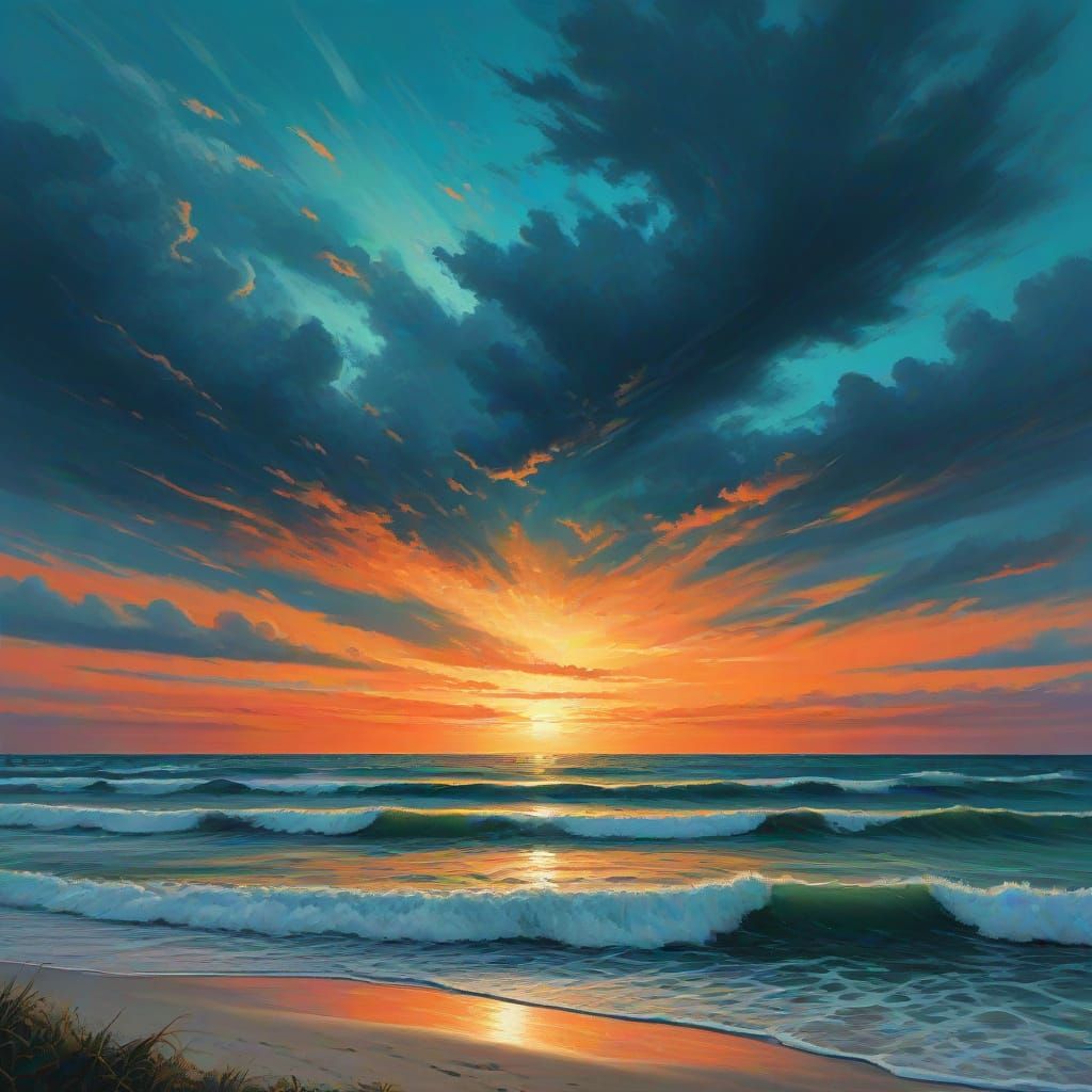 Vibrant Gulf Coast Seascape with Expressive Brushstrokes