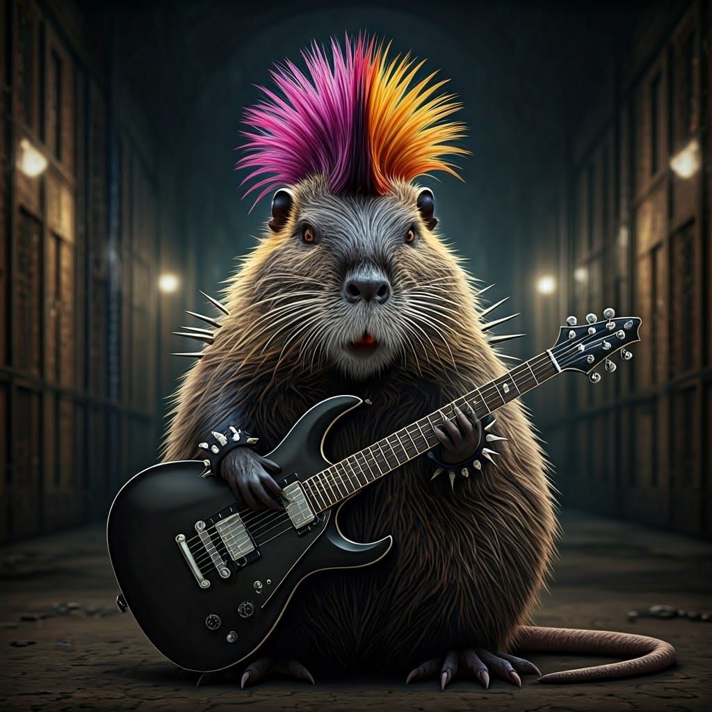 Punk Nutria Guitarist in Jamie Hewlett Style