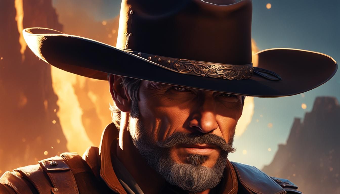 Cowboy Portrait in Western Style, Digital Art