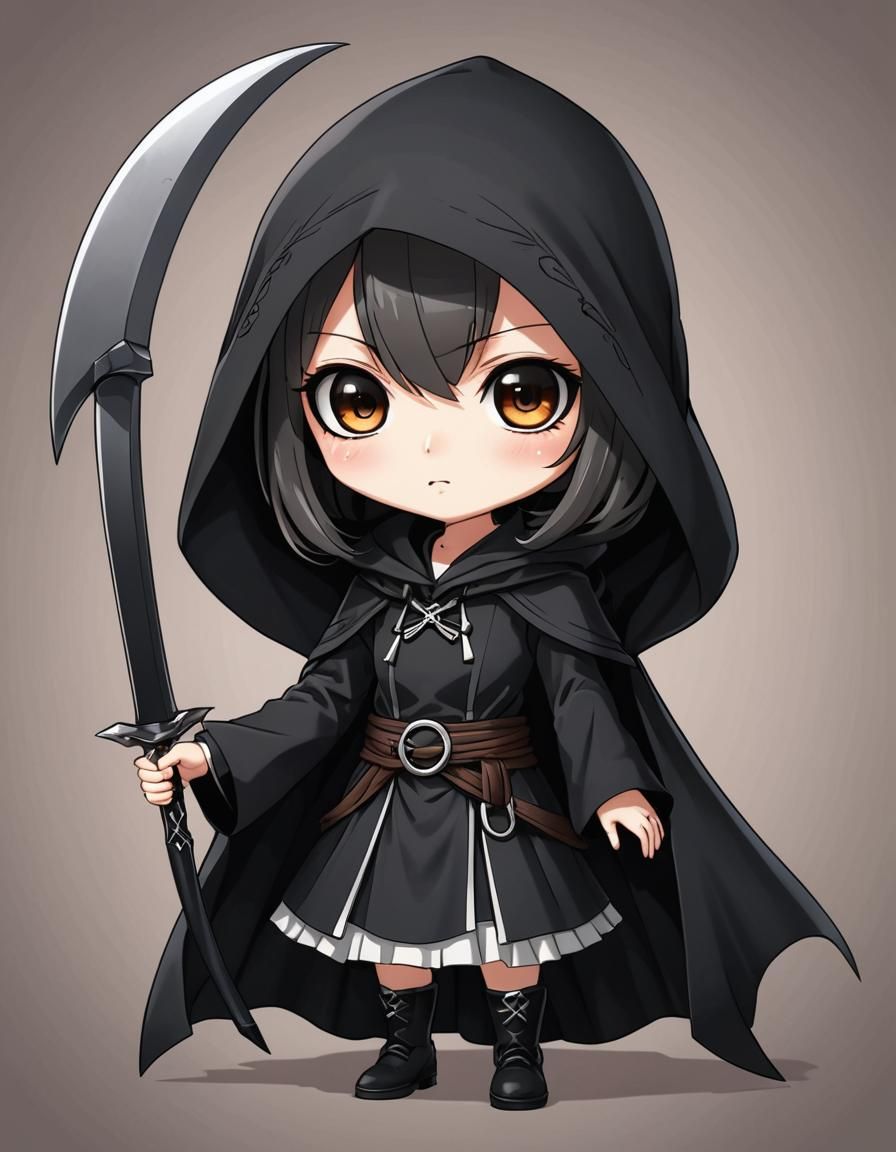 Cute Chibi Anime Grim Reaper Girl
