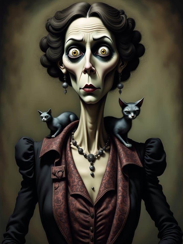 Caricatured Tall Woman in Twenties Style