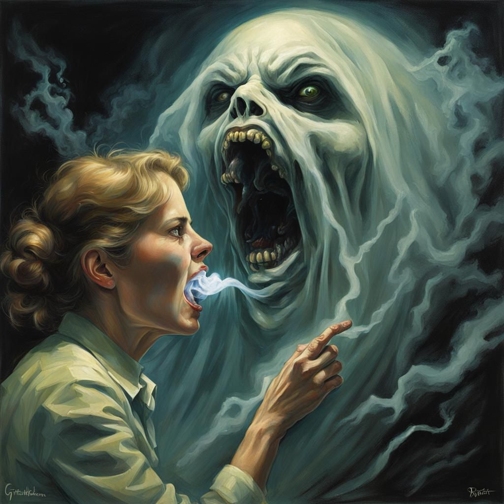 Sinister Ghostly Harassment of Woman Making Ectoplasm