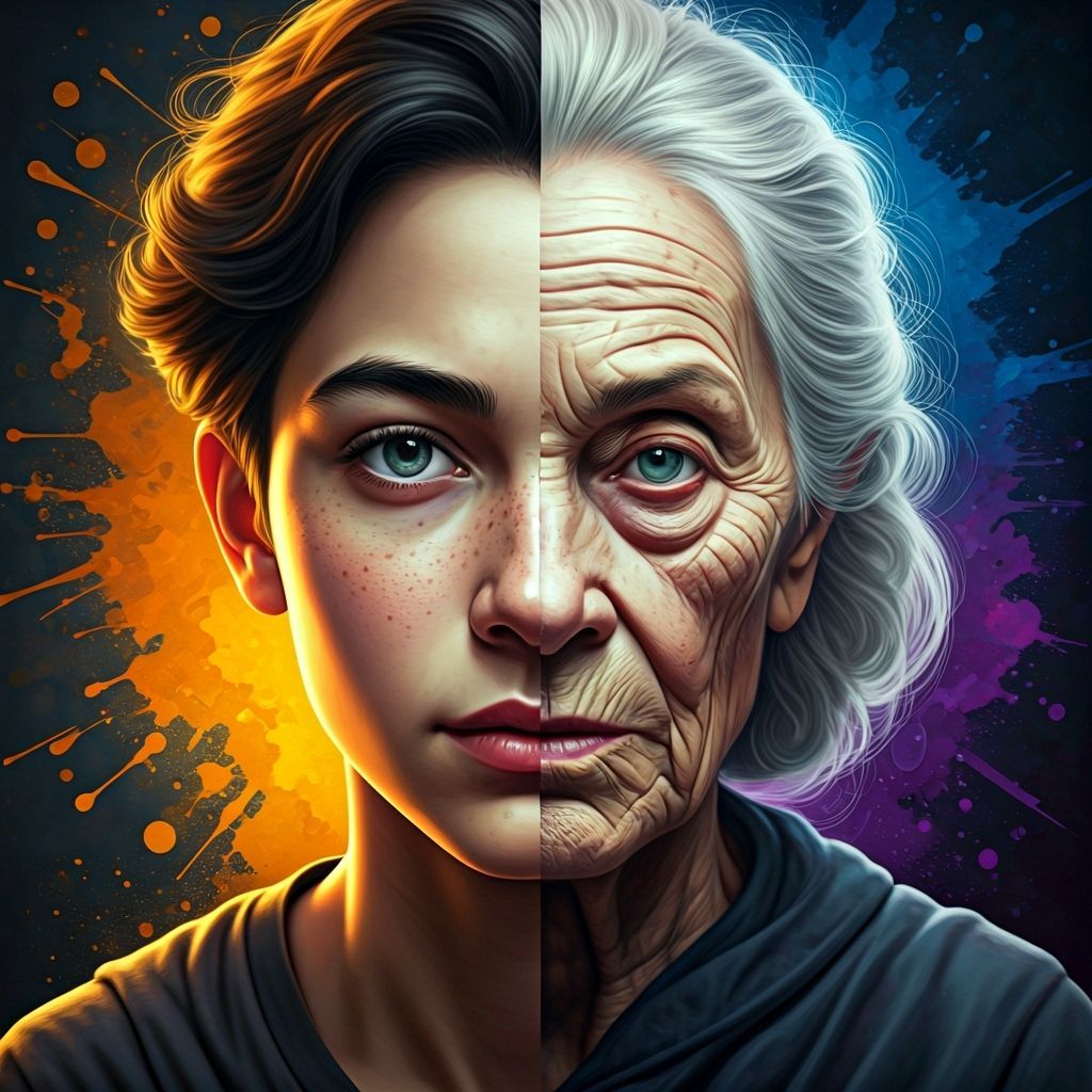 Hyperrealistic Portrait: Duality of Youth and Old Age