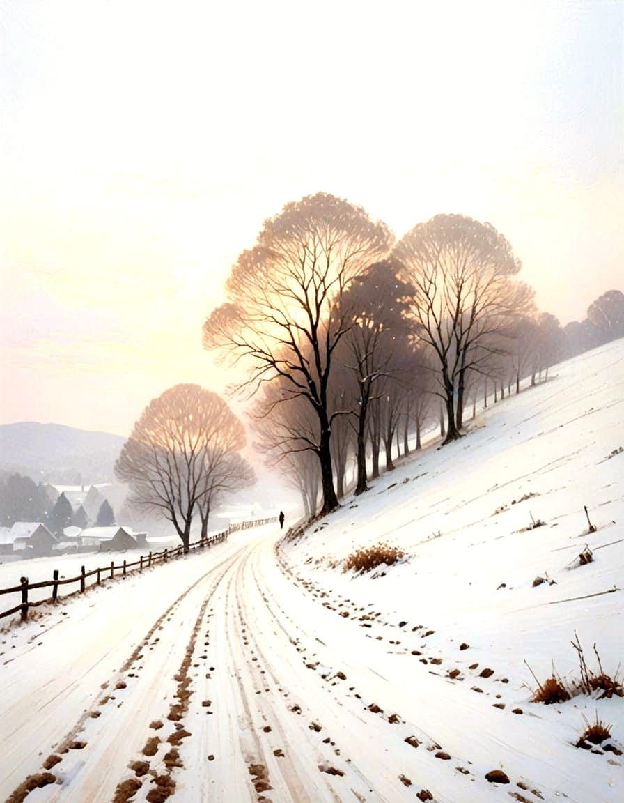 Serene Winter Landscape in Pastel Hues