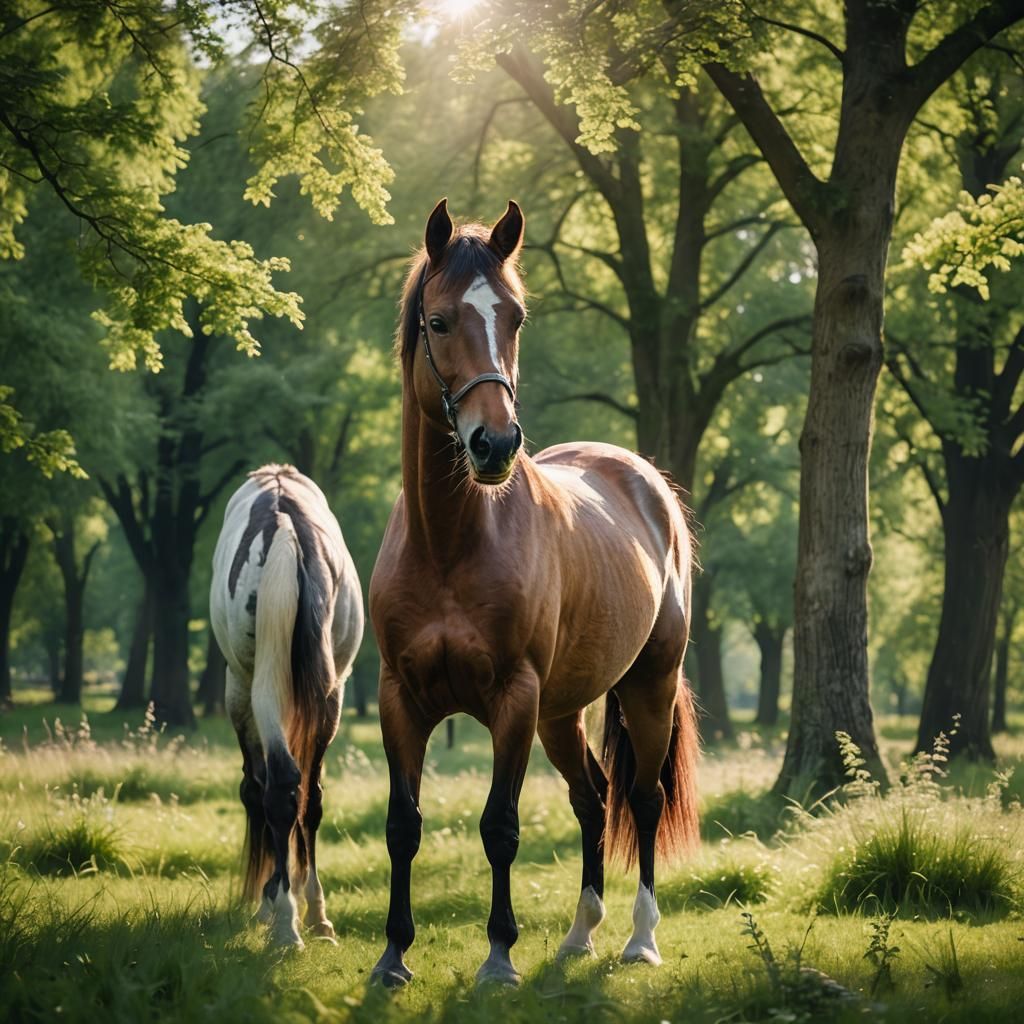 Majestic Equine Portrait in Lush Meadow