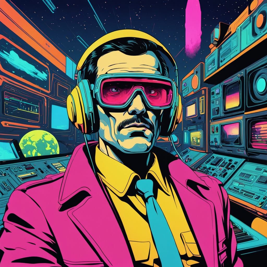 Retrofuturistic Sci-Fi Dreams in Neon Hues