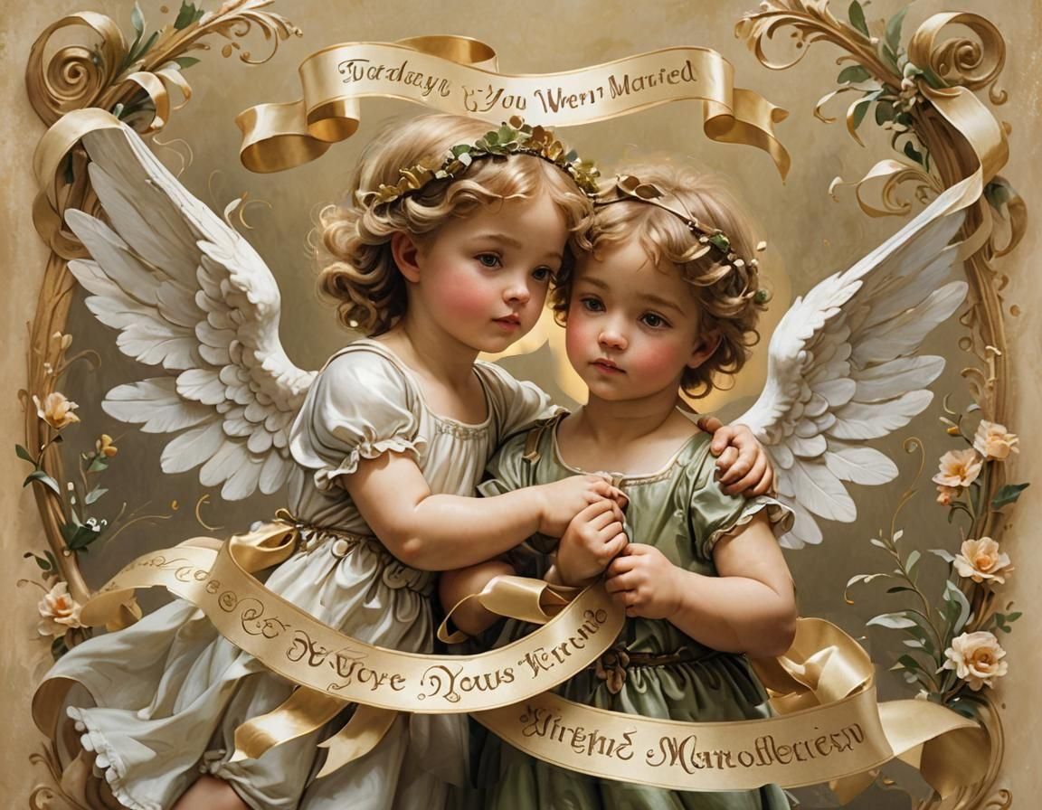 Victorian Cherubs Announce a Wedding on Banner