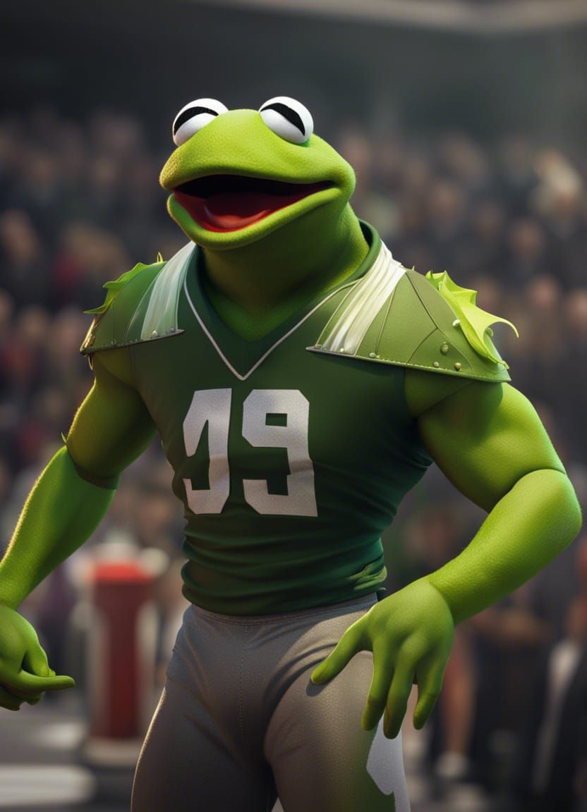 Kermit the Frog as College Football Jock in Art Nouveau