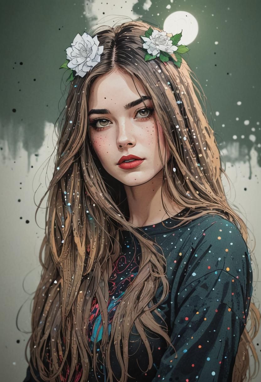 Pop Art Girl with Contrasting Colors