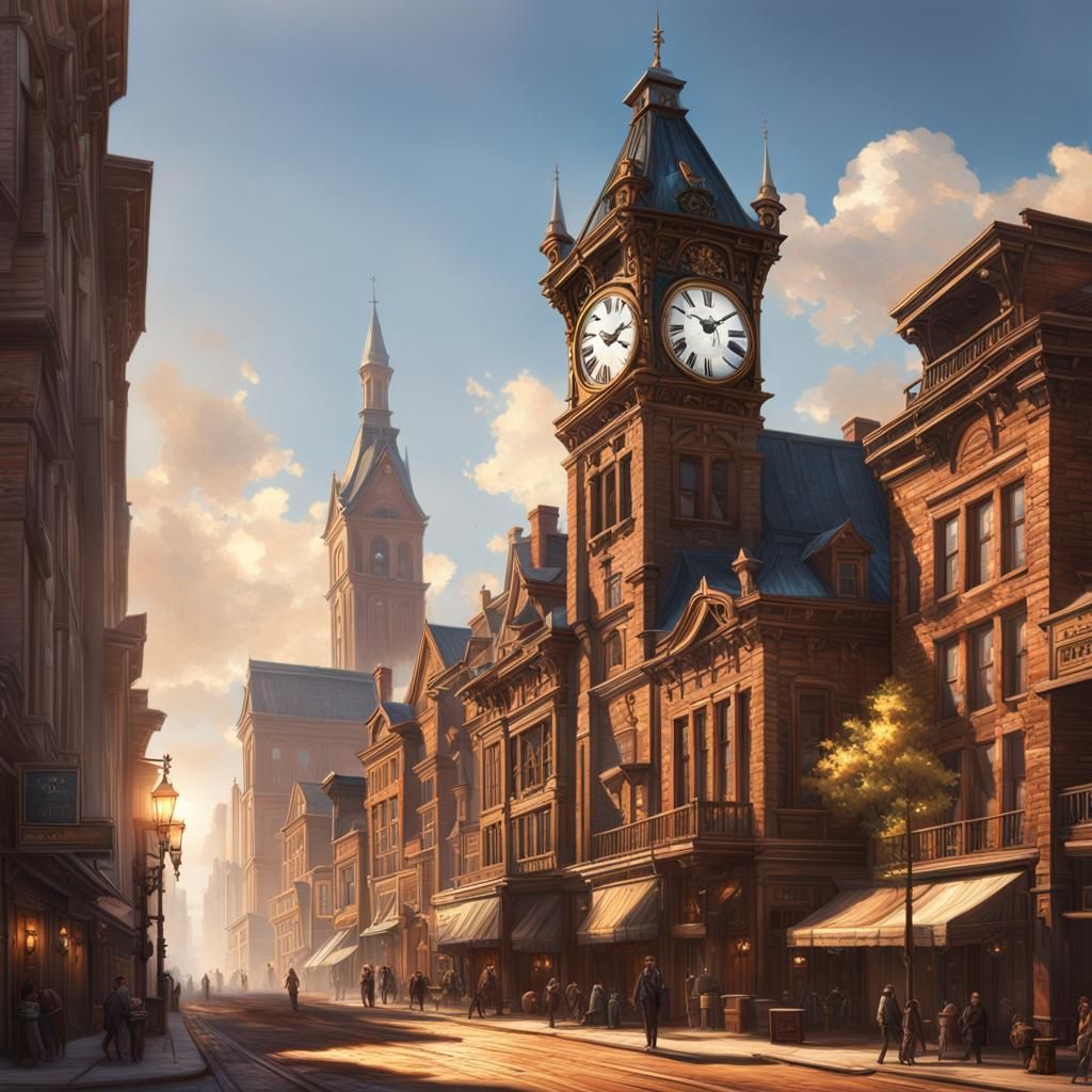 Old West Clock Tower with Solar Flare