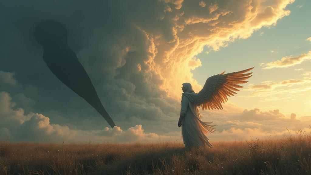 Winged Figure on Windswept Field, Matte Painting