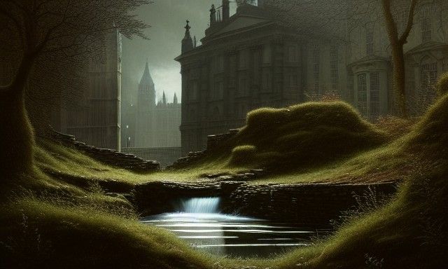 18th Century London Stream in Hyper-Realistic Detail