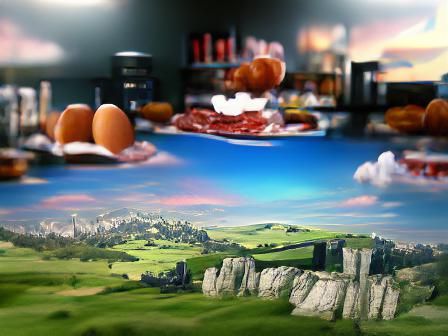 Surreal English Breakfast World: Matte Painting