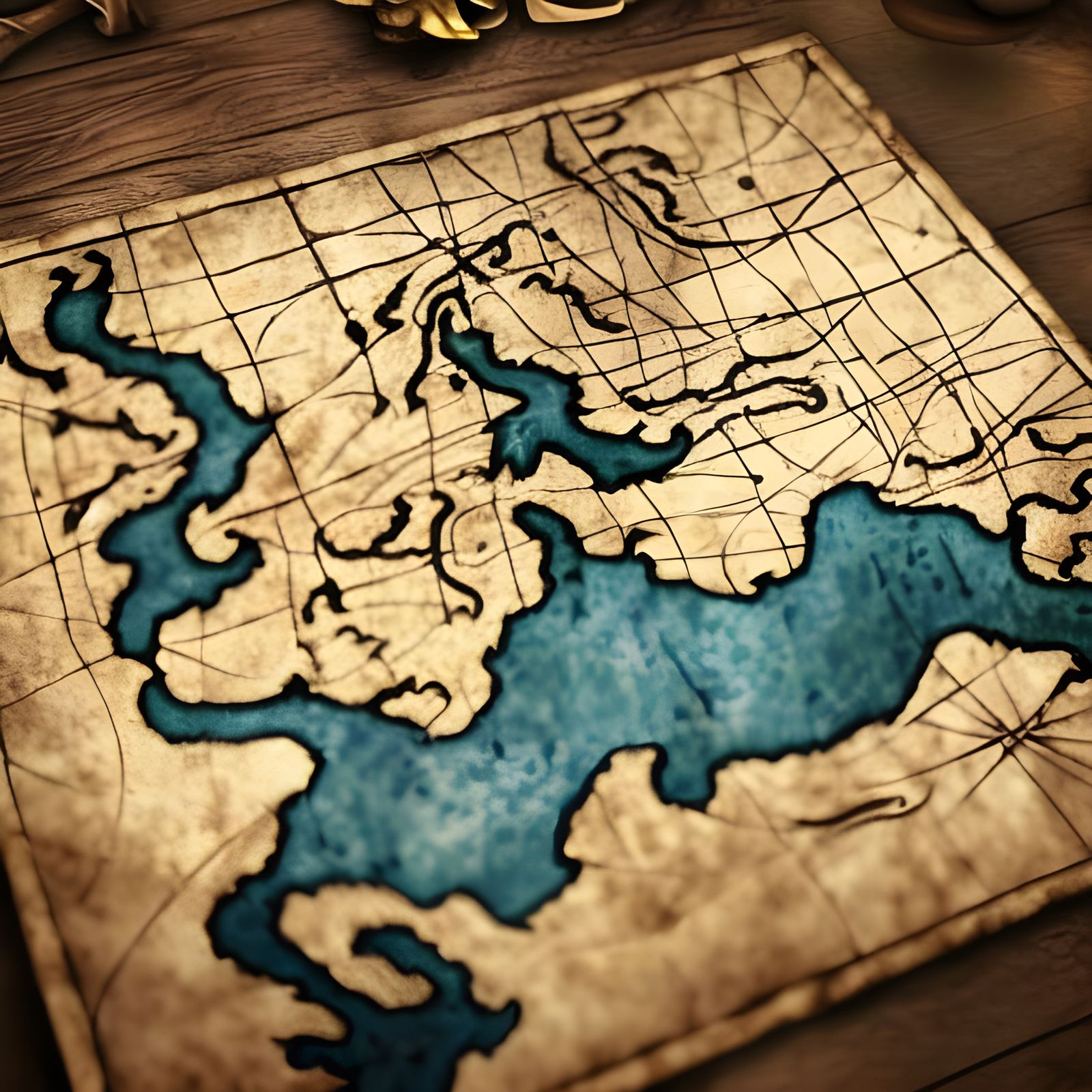 Medieval Atlantis Map on Parchment