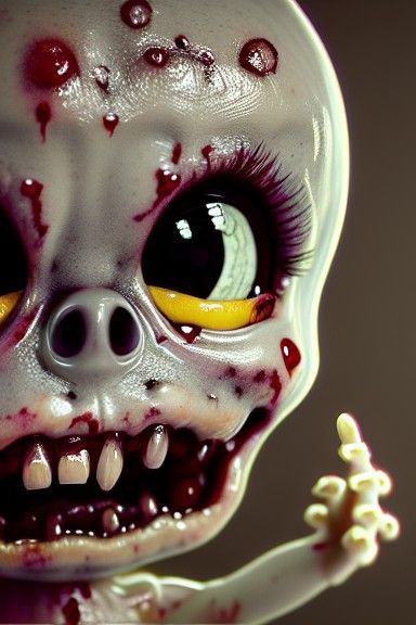 Cute Zombie with Big Eyes in Photorealistic 8K