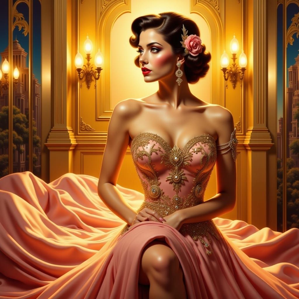 Elegant Goddess in Art Deco Glamour